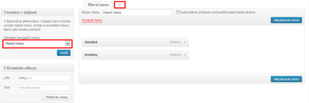 wordpress 3.5.2 - menu