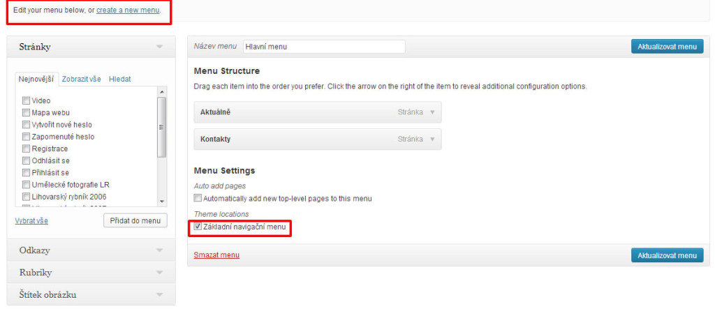 wordpress 3.6 - menu